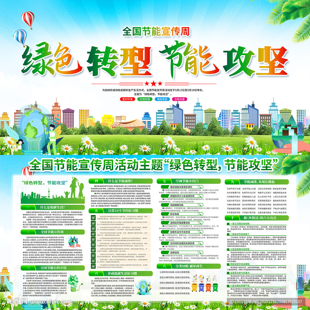 绿色转型节能攻坚宣传图