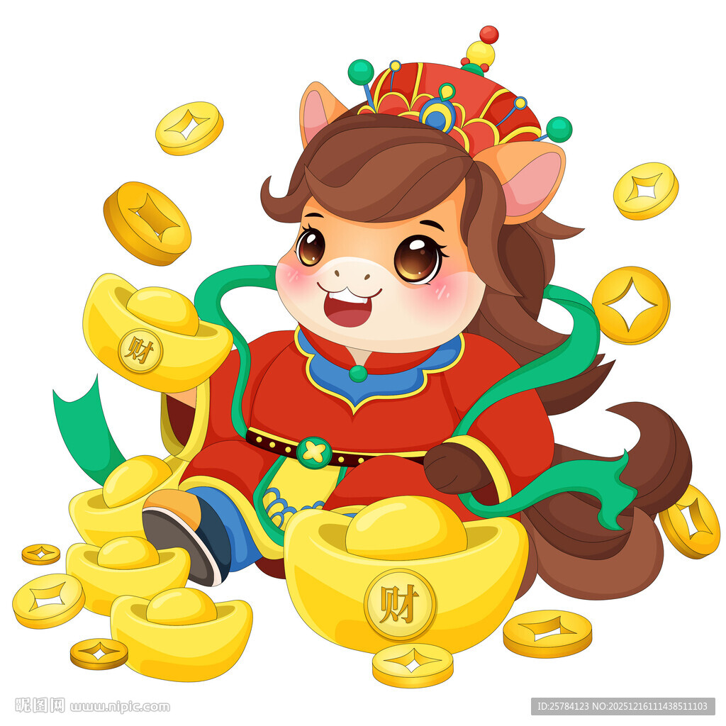 马年春节小马驹财源滚滚送大元宝