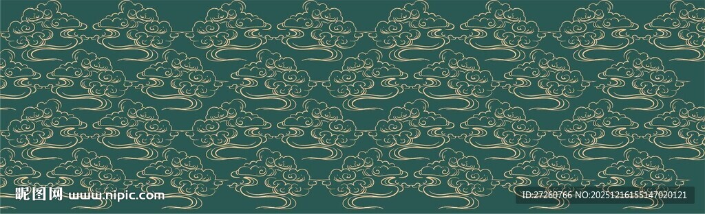 深绿底金色花纹图案