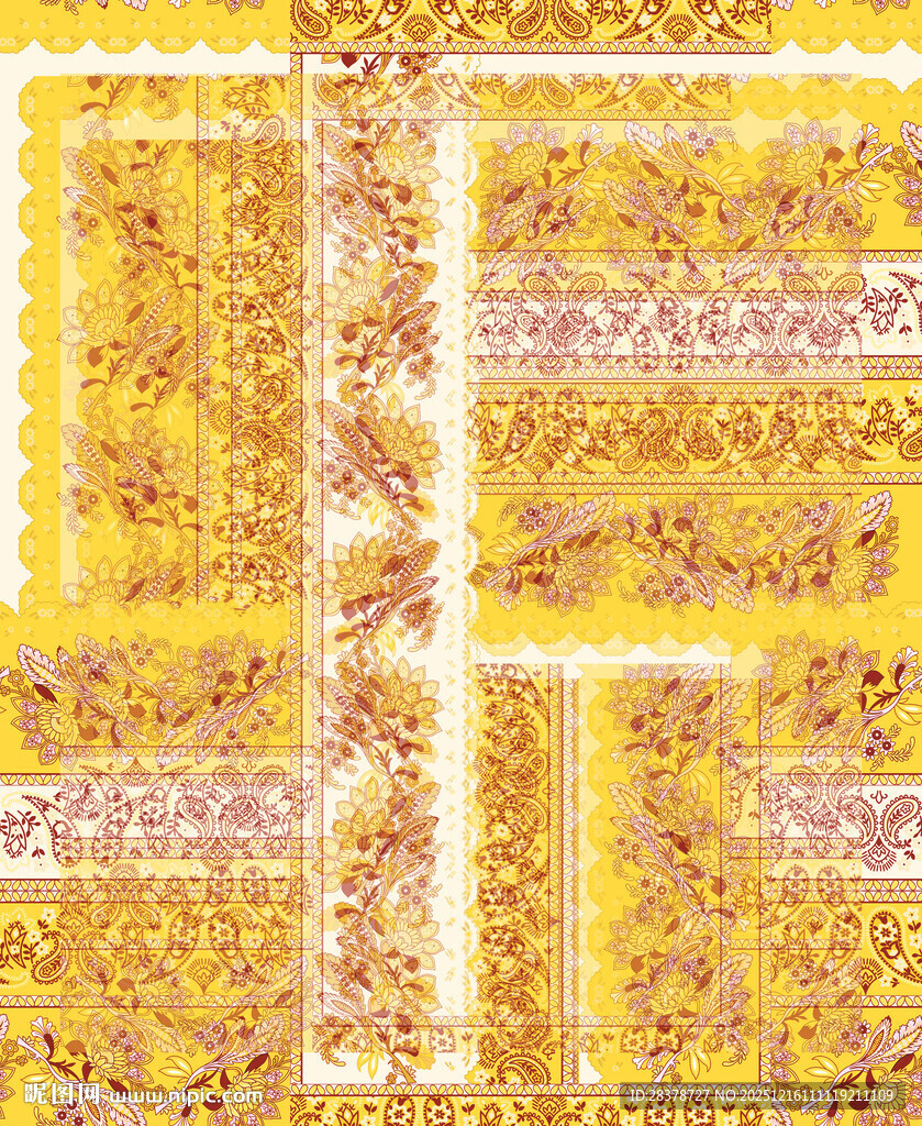 复古风黄色几何花纹图案