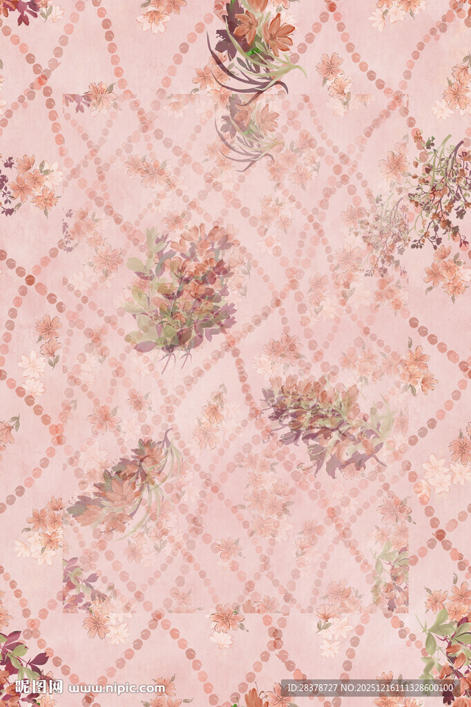 粉色花卉几何图案纹理