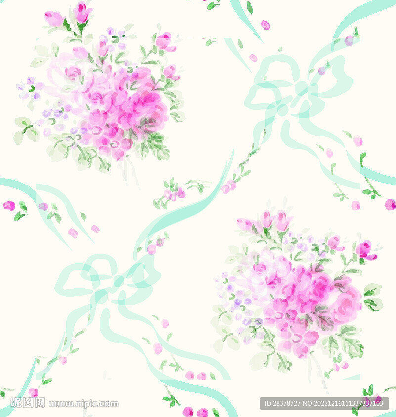 粉色花卉丝带图案背景