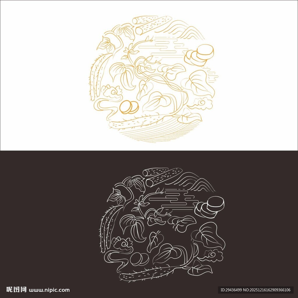 山药包装元素矢量图