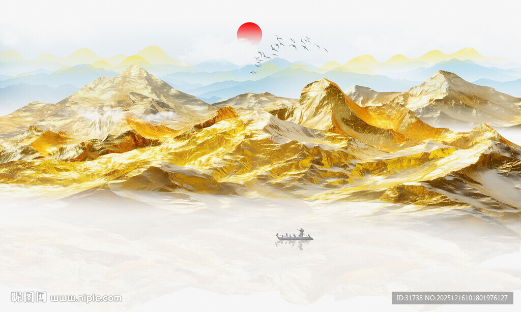 金山山水画背景墙