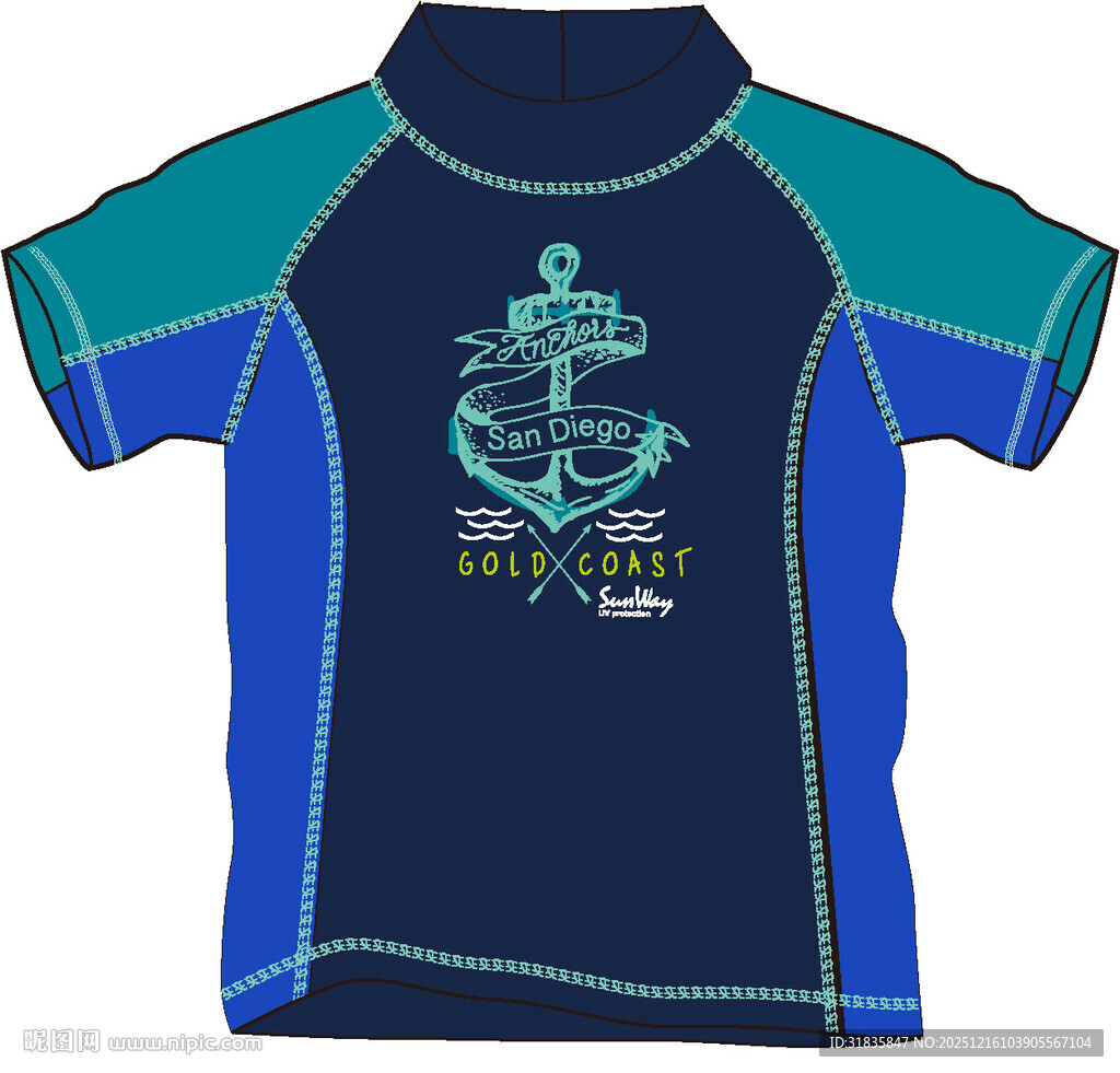 儿童航海风短袖T恤设计稿