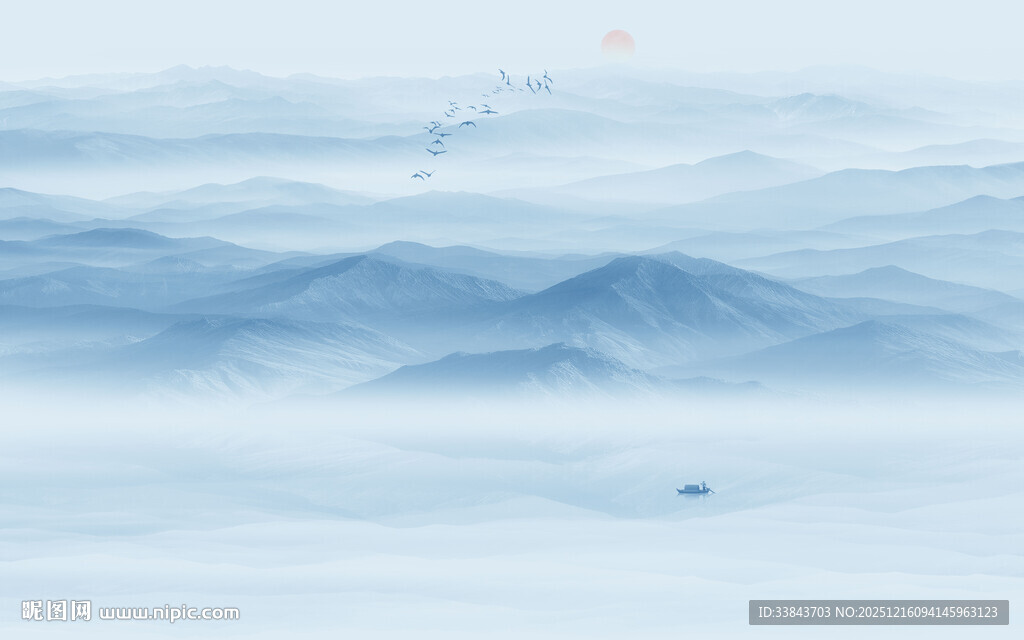 新中式水墨山水画