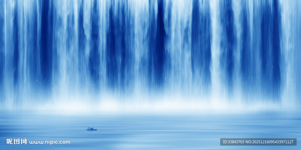 源远流长瀑布山水画背景图