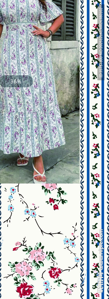 复古花卉刺绣裙装细节