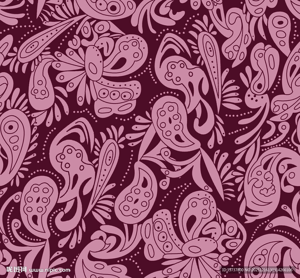 紫色佩斯利花纹图案