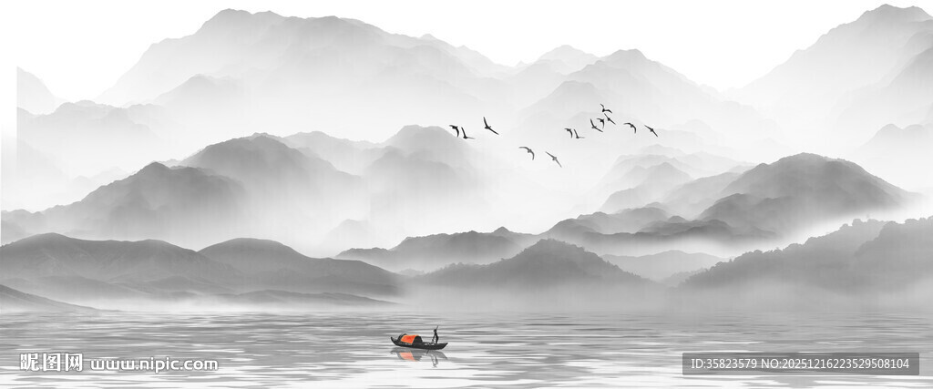 意境水墨山水画