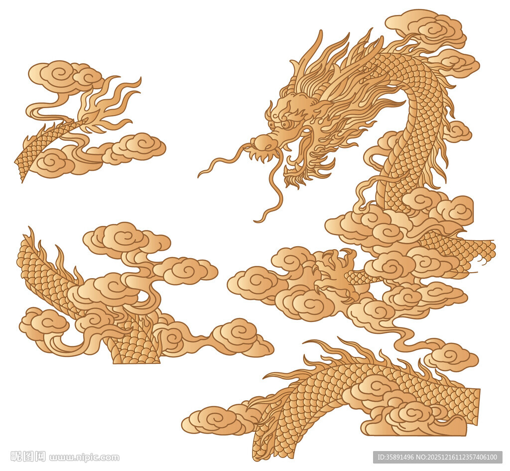 中式传统云龙纹装饰图案