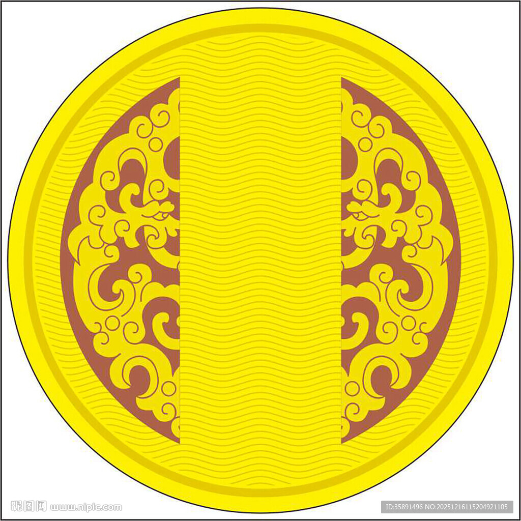 圆形黄底花纹传统图案