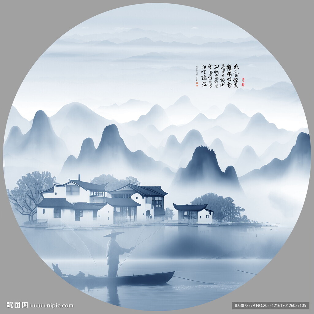 圆形山水画