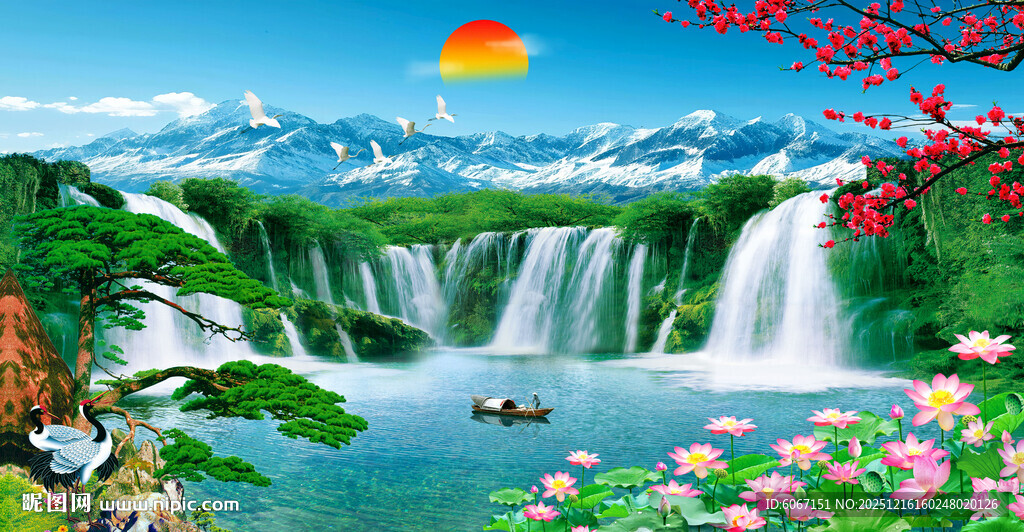 客厅旭日东升山水风景画