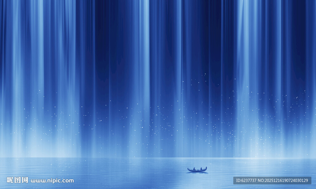 招财瀑布山水画