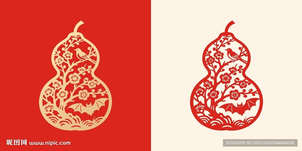 中式葫芦剪纸艺术图案