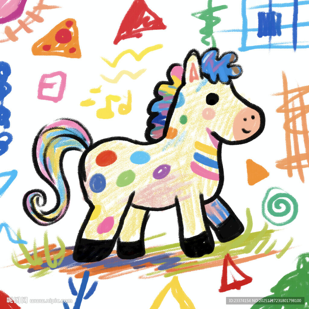 彩色涂鸦小马