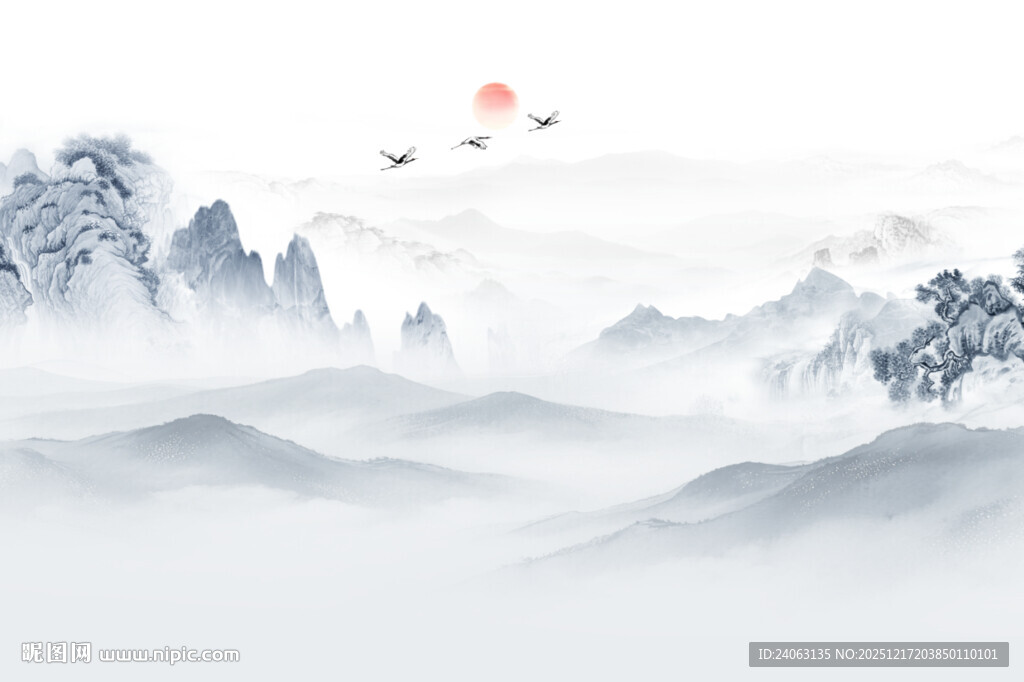 水墨山水背景墙