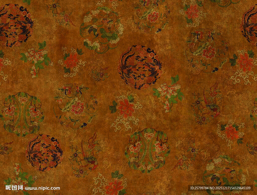 复古花纹织物图案