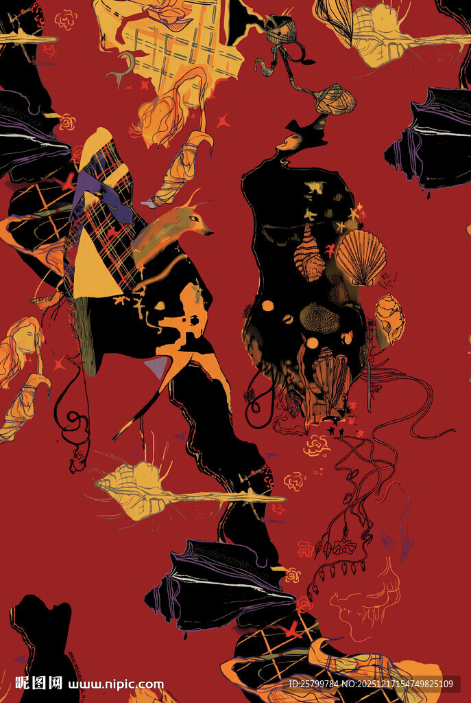 中式古风奇幻元素插画