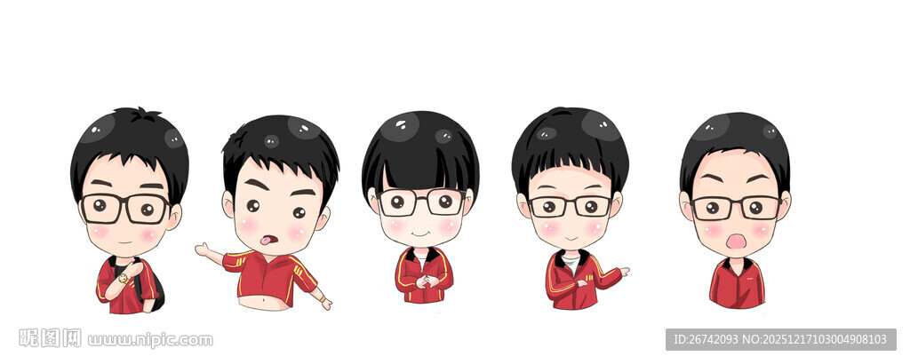 红衣卡通人物组合Q版可单独拿出