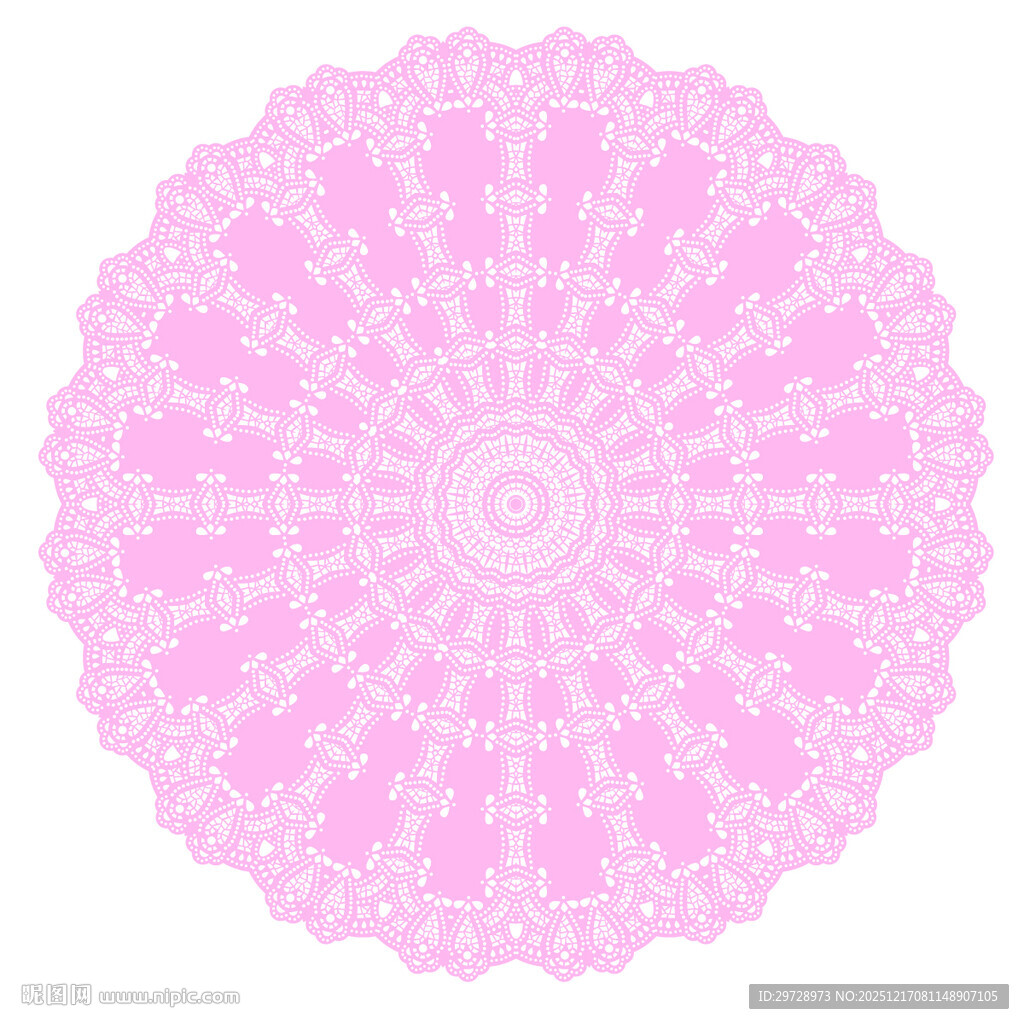 圆形粉色蕾丝花纹图案