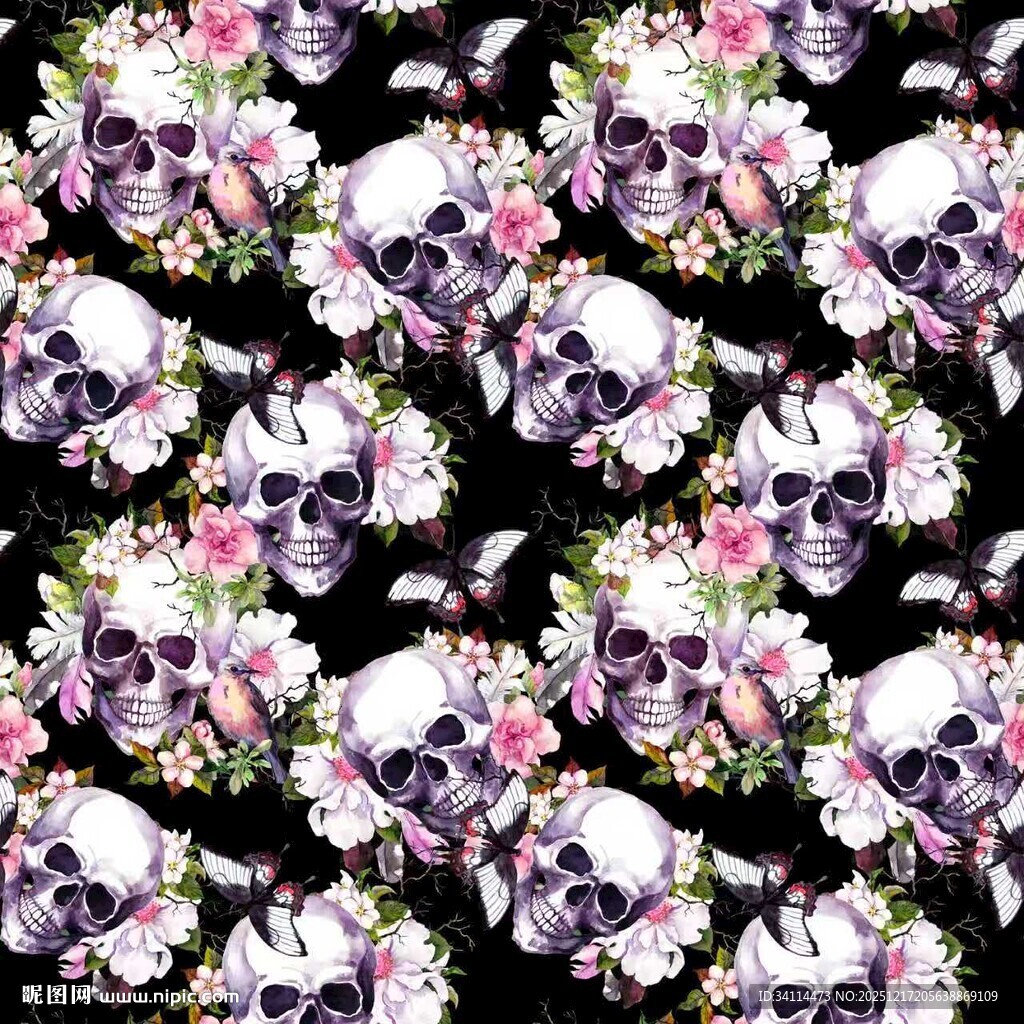 骷髅花卉图案的独特设计