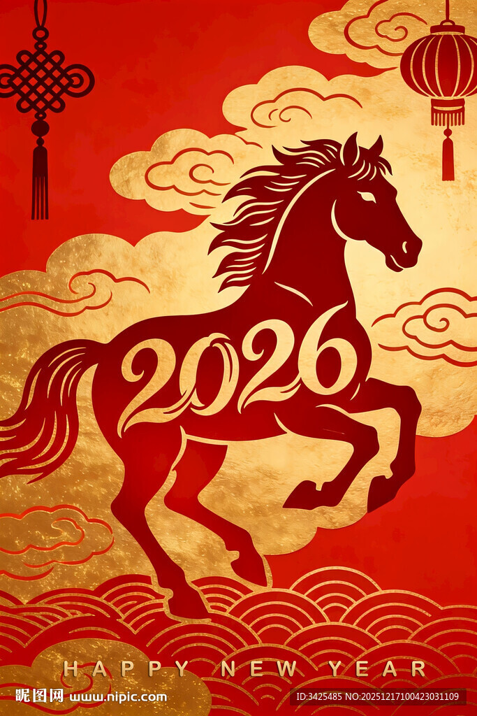 2026马年喜庆祥瑞插画