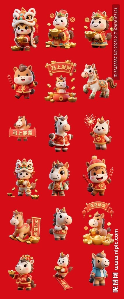 马年素材卡通形象集合