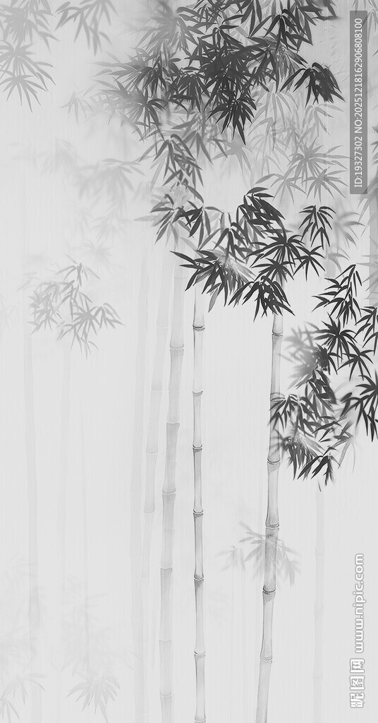 新中式灯箱水墨竹子画 