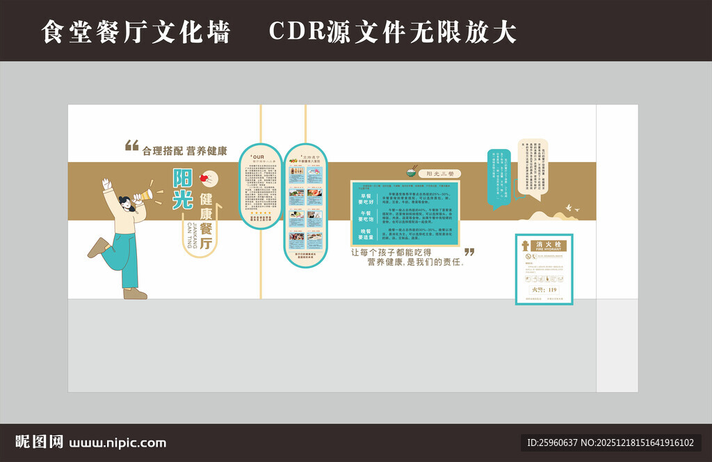 学校餐厅食堂文化墙