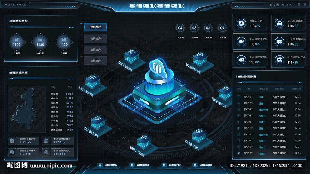 科技感数据可视化操作界面图片