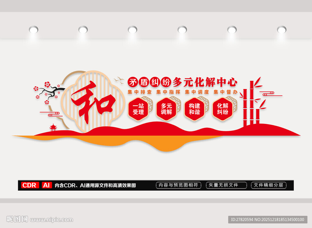 矛盾纠纷多元化解中心文化墙