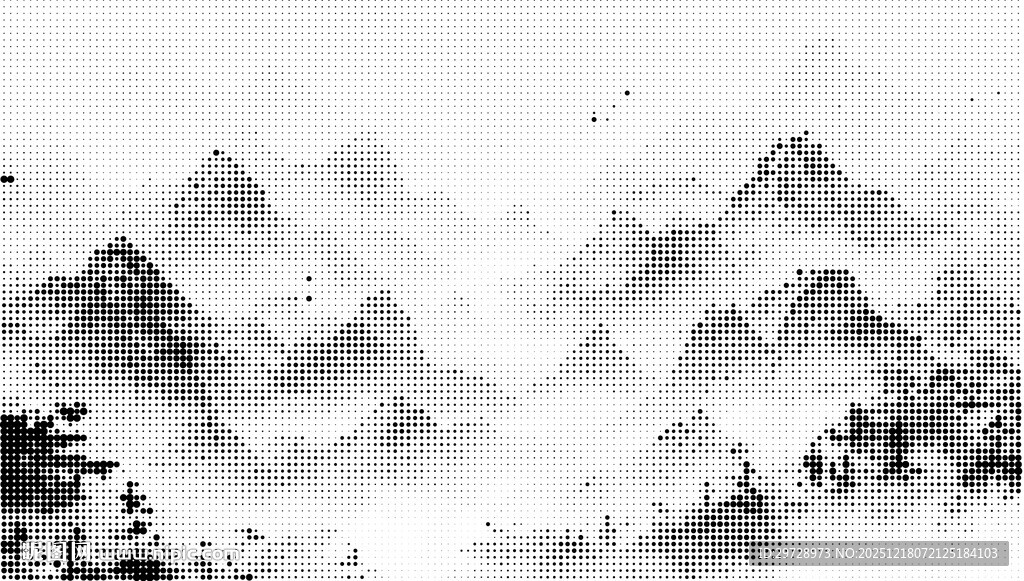 大小圆点镂空山水意境图