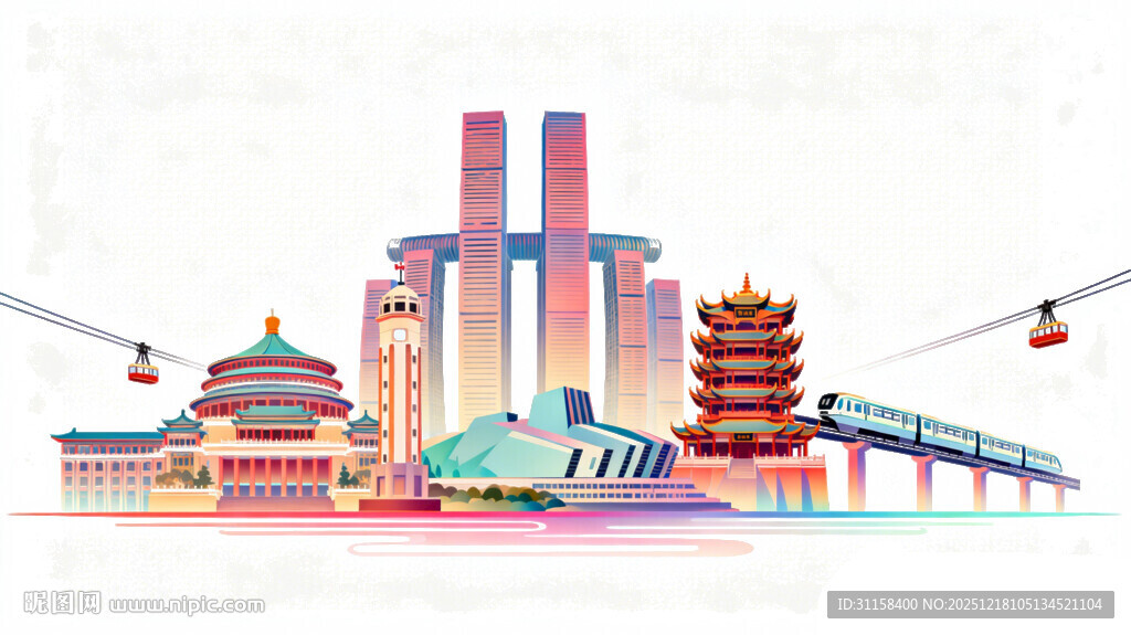 重庆地标插画