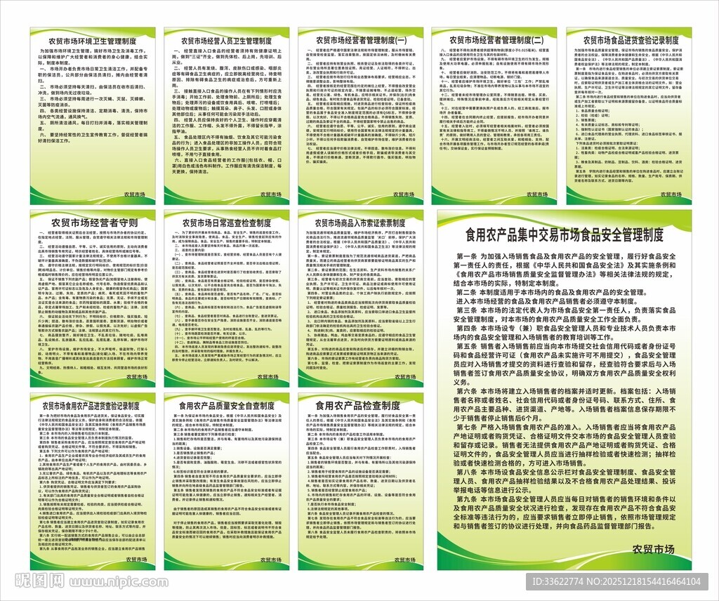 市场制度牌农贸市场