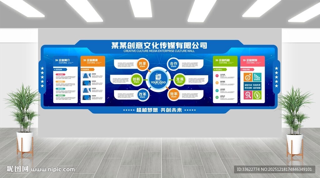 企业办公区文化墙展示