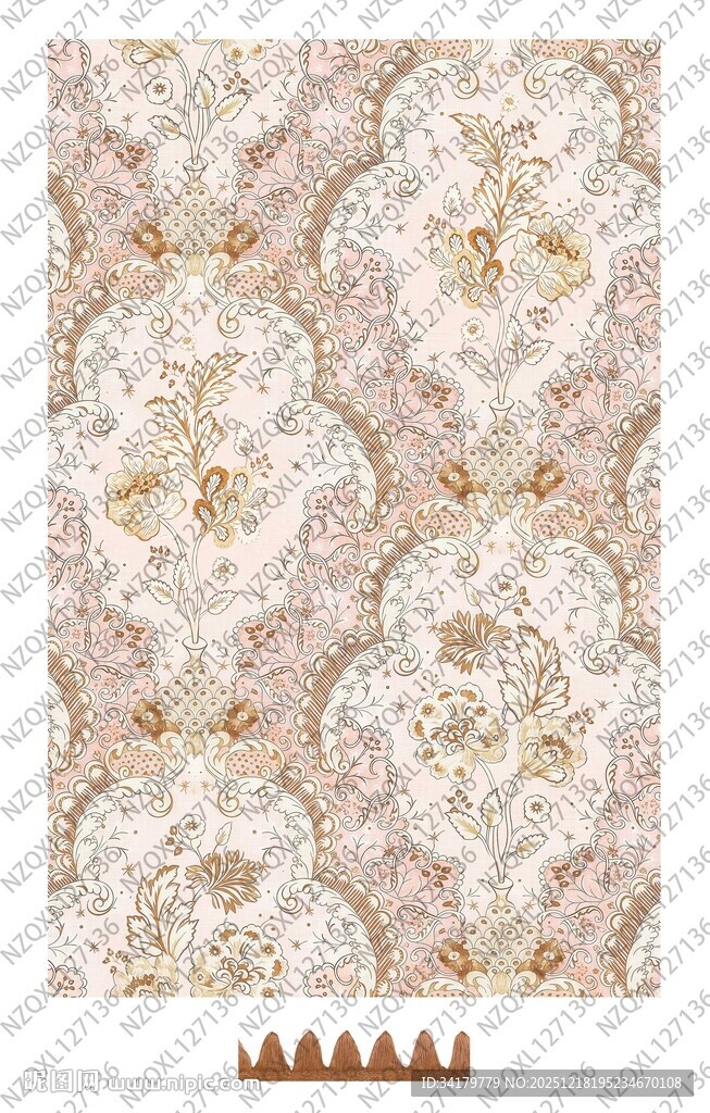 复古花卉图案地毯纹理