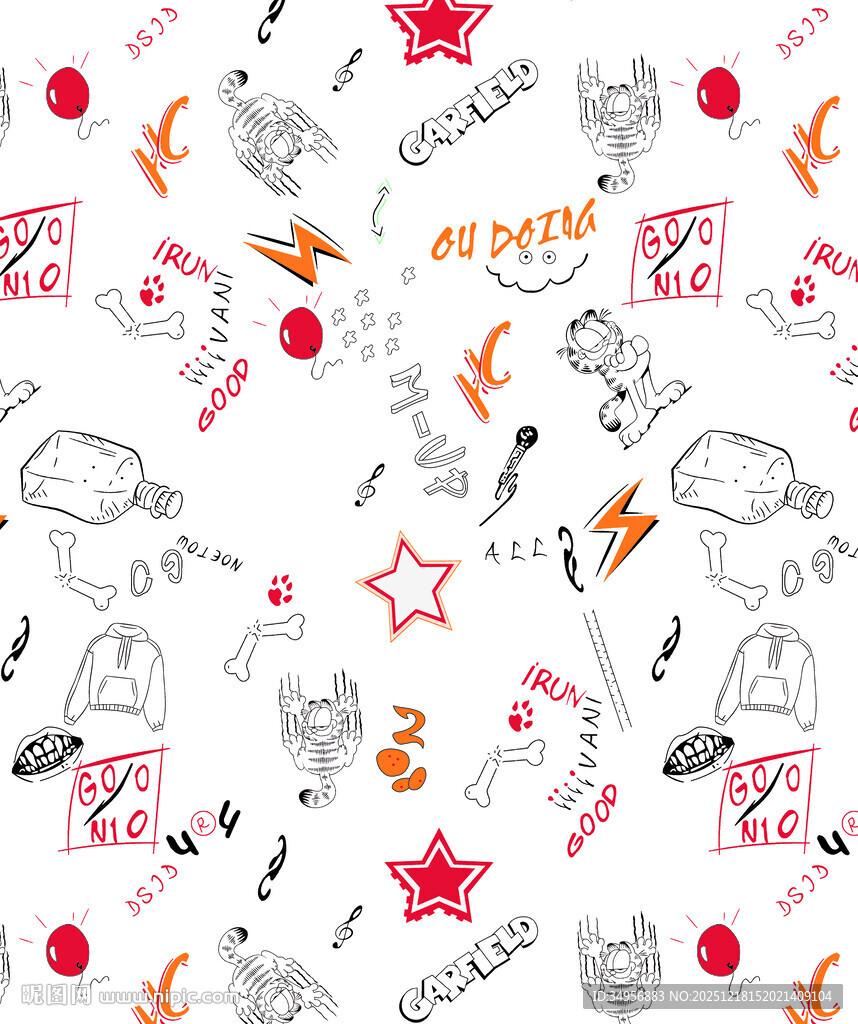 卡通动物花卉图案背景