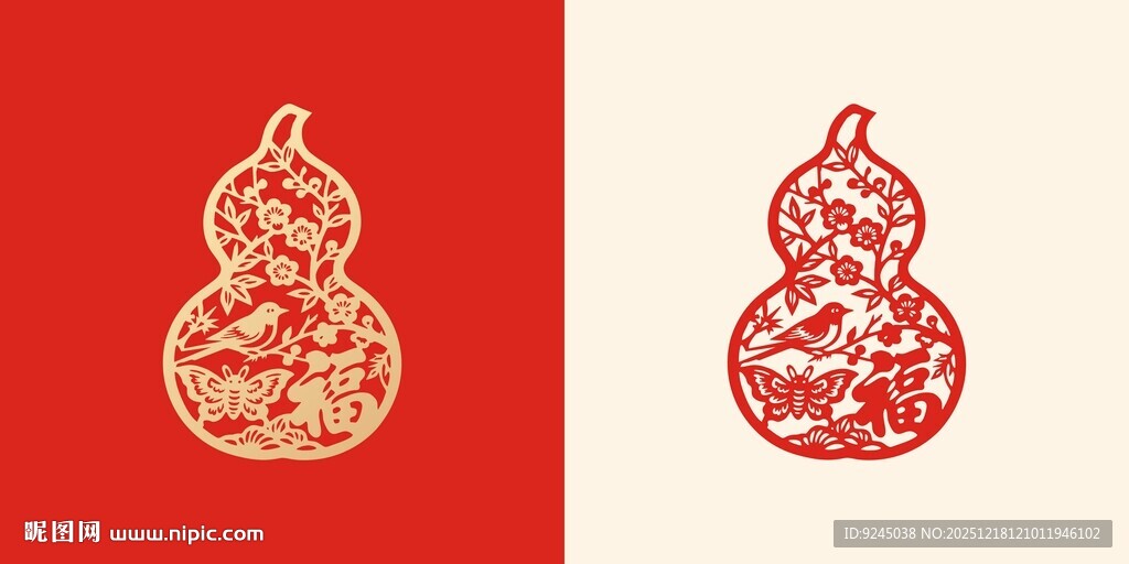 中式葫芦剪纸图案设计