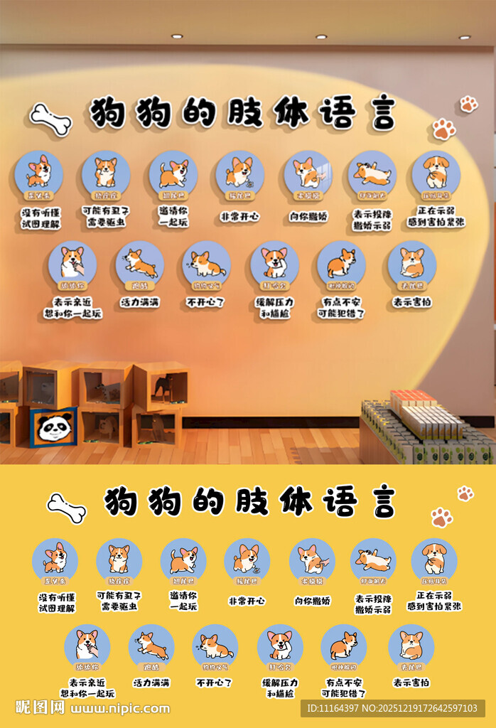 狗狗肢体语言文化展板