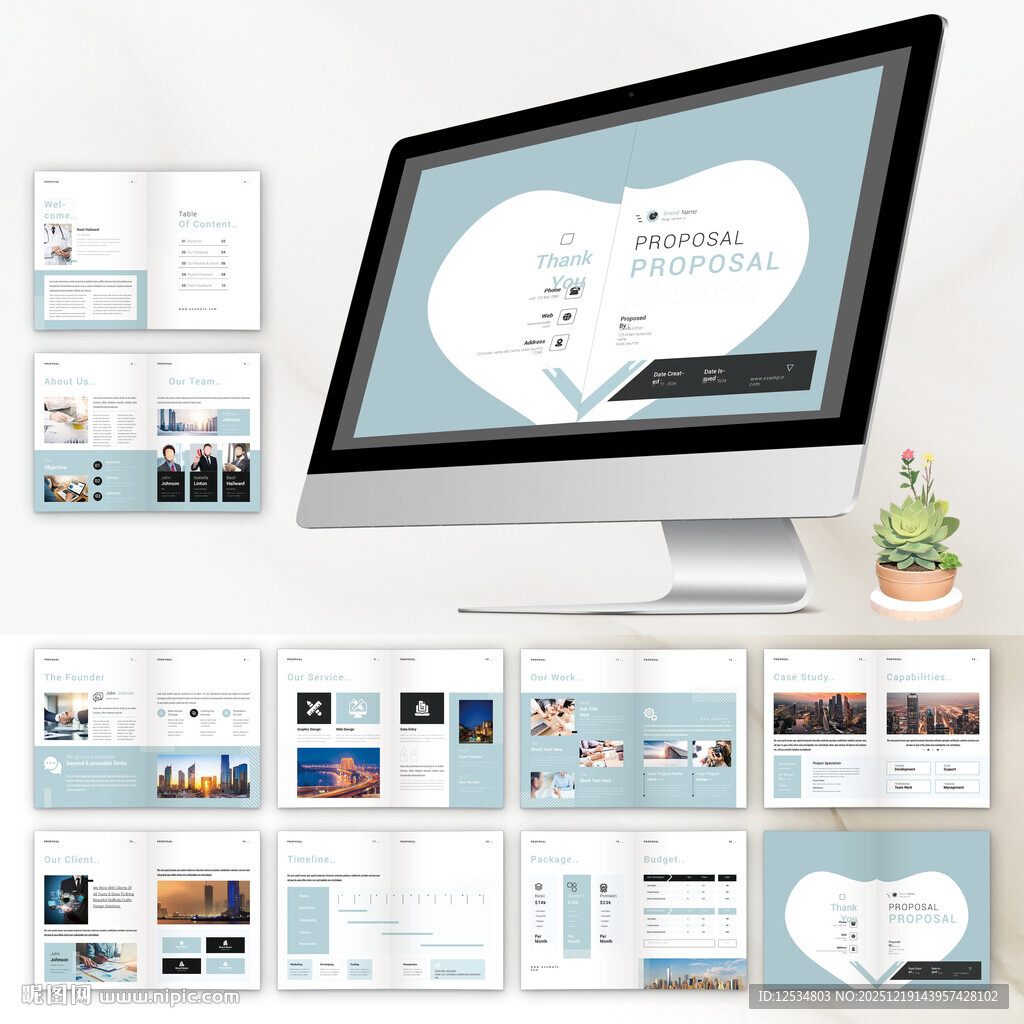 简约画册InDesign模板