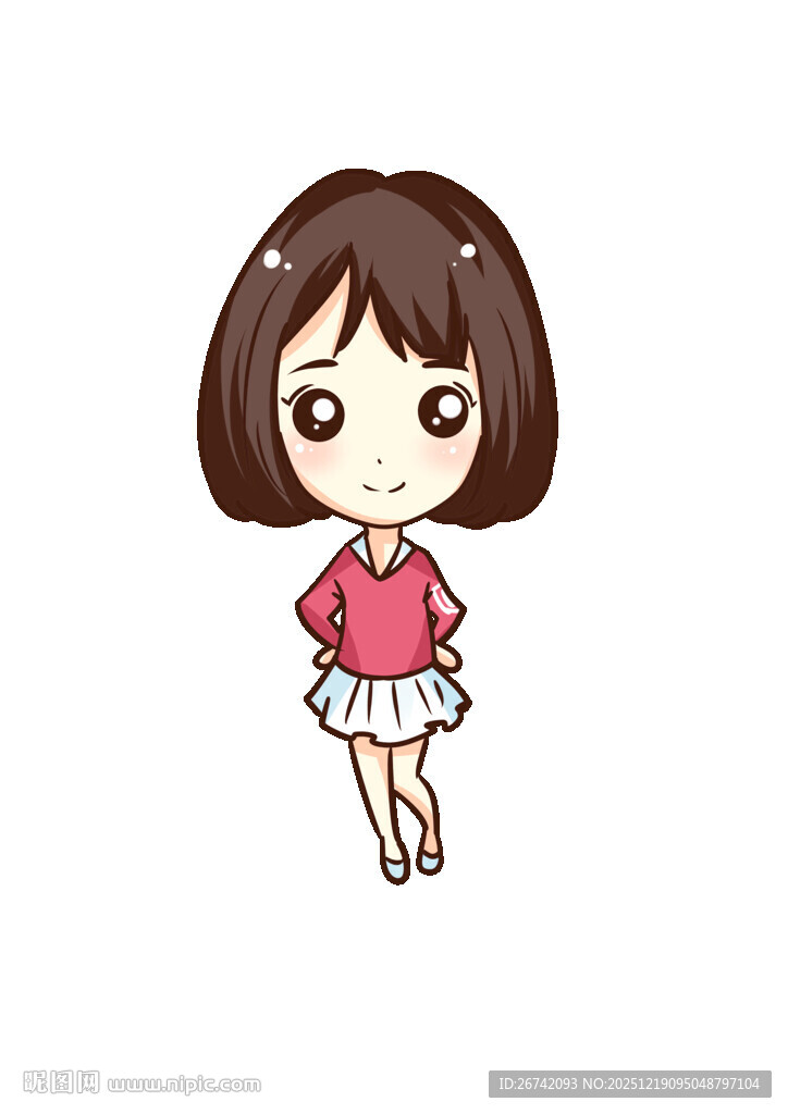 可爱卡通短发女孩形象Q版