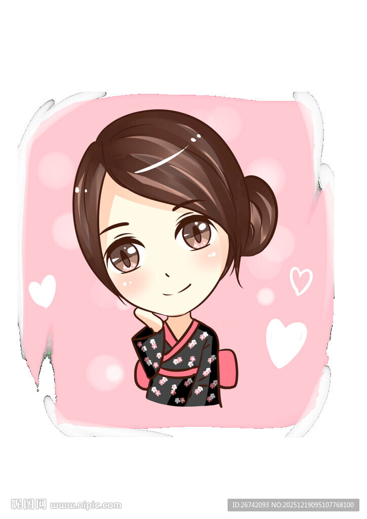 可爱卡通女孩抱枕图案Q版