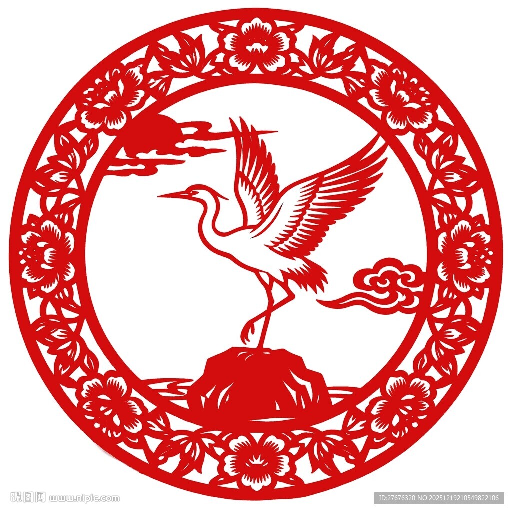 国潮传统白鹤矢量设计