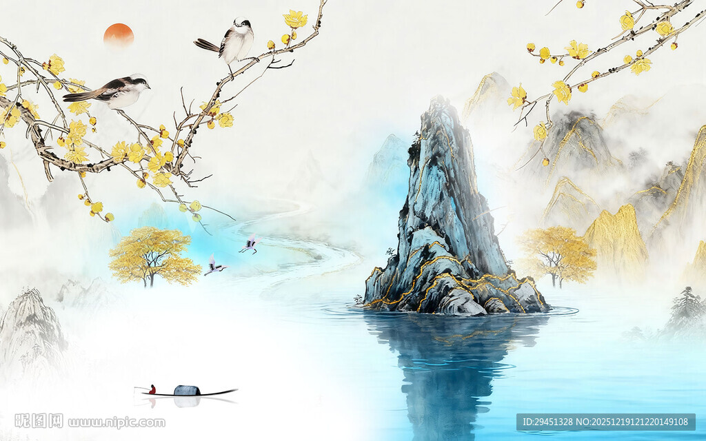 高端 中式意境山水 TIF分层