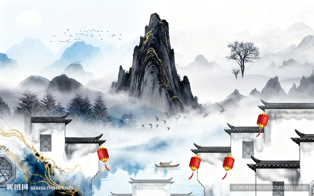 高端 新款简约山水 TIF分层