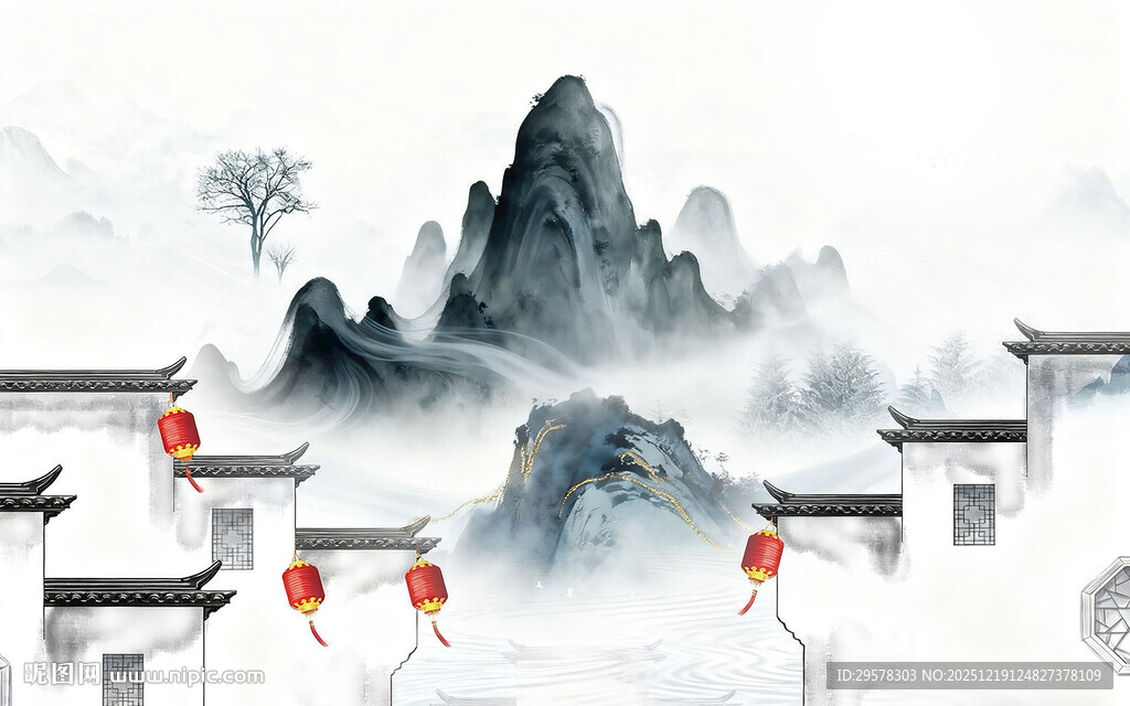 中式 新款简约山水 TIF分层