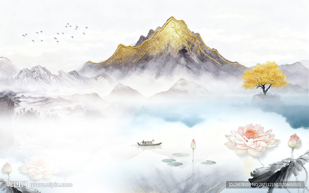 奢雅 新款简约山水 TIF分层