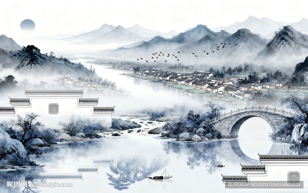 中式 爆款简约山水 TIF分层